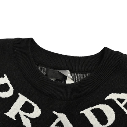 letter jacquard crew neck sweater