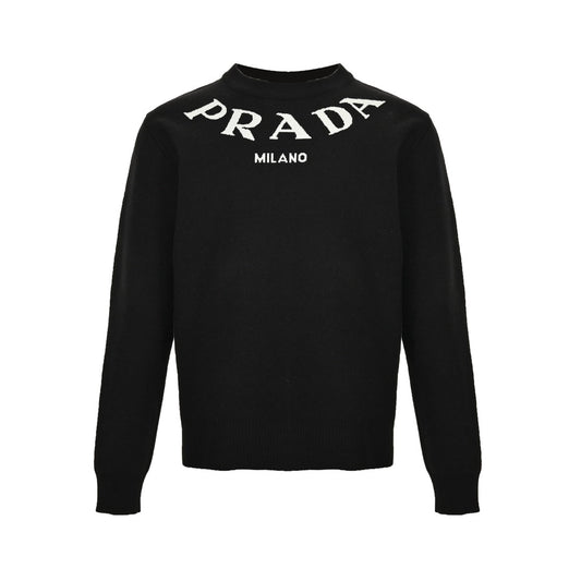 letter jacquard crew neck sweater