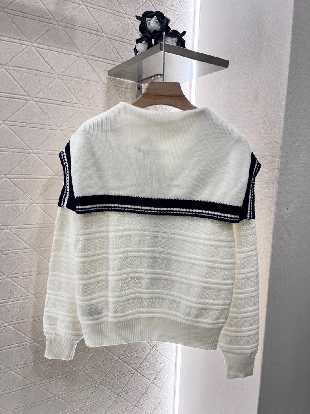 2025 New Shawl Striped Knitted Short Sleeve Top