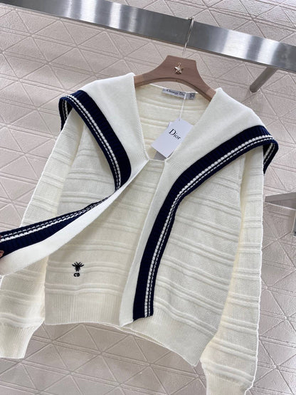 2025 New Shawl Striped Knitted Short Sleeve Top