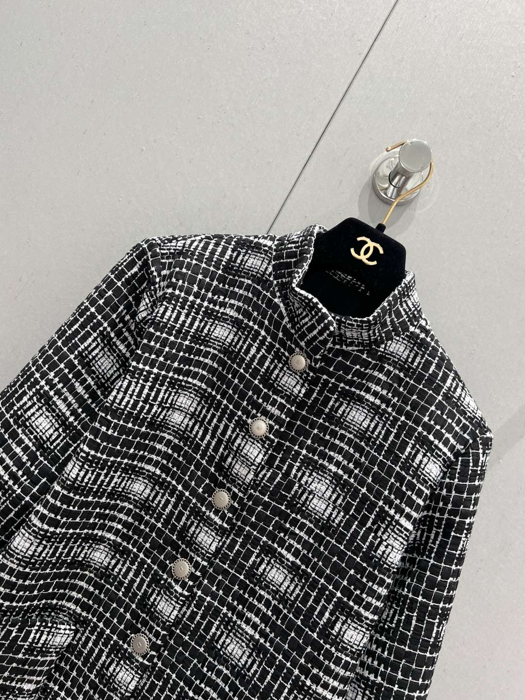 25c Early Spring New Stand Collar Tweed Dress Jacket