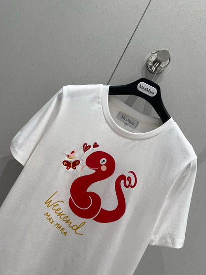 25 Year of the Snake Limited Edition 🐍Printed embroidered round neck short-sleeved T-shirt