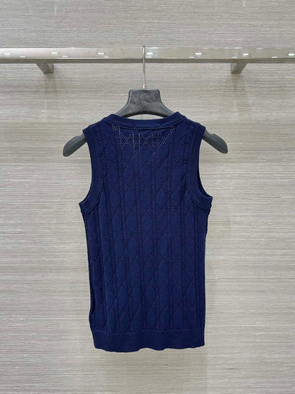 Celebrity style hollow polo short-sleeved vest