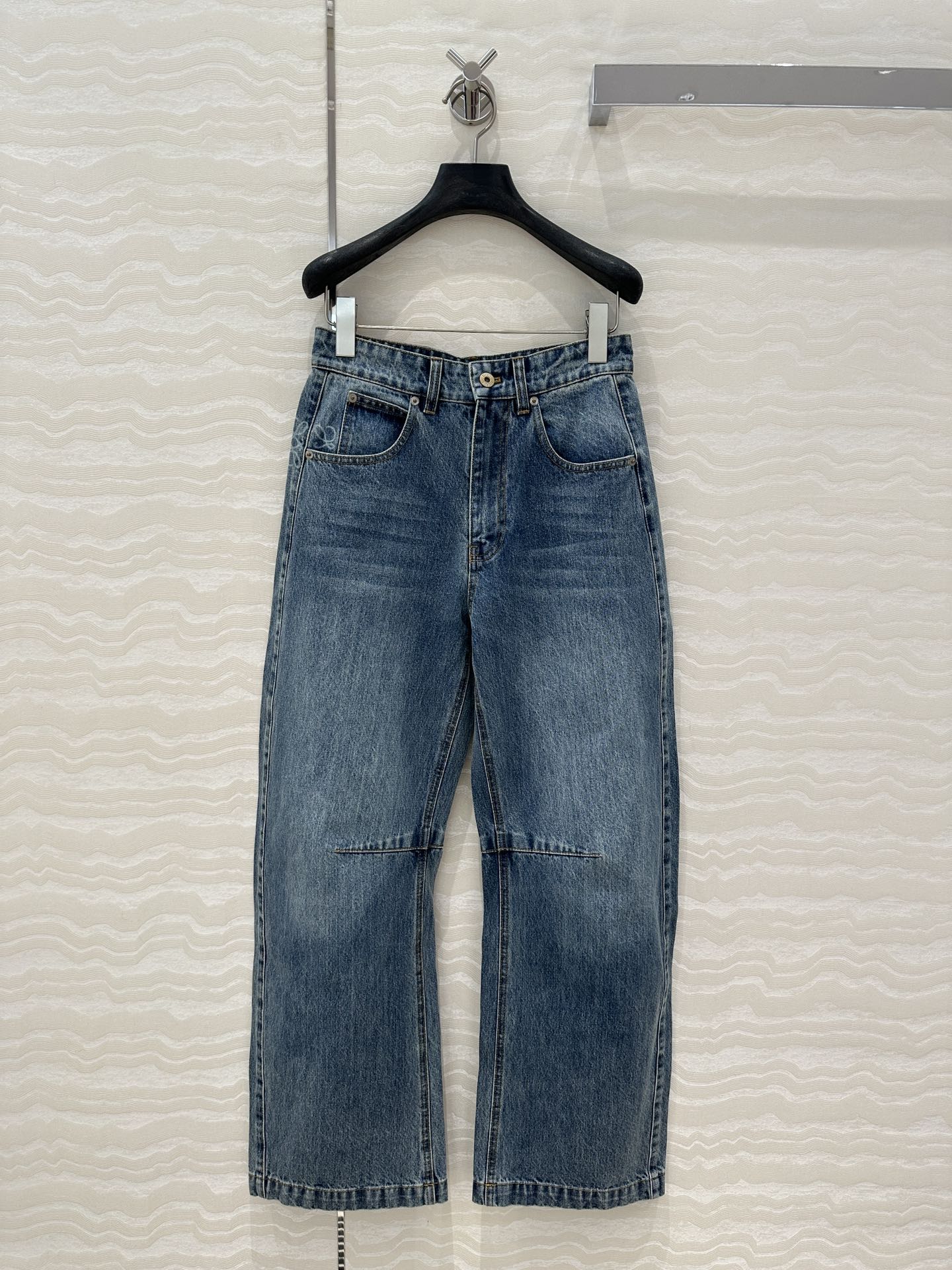 25 Vintage Washed Blue Denim Sickle Jeans