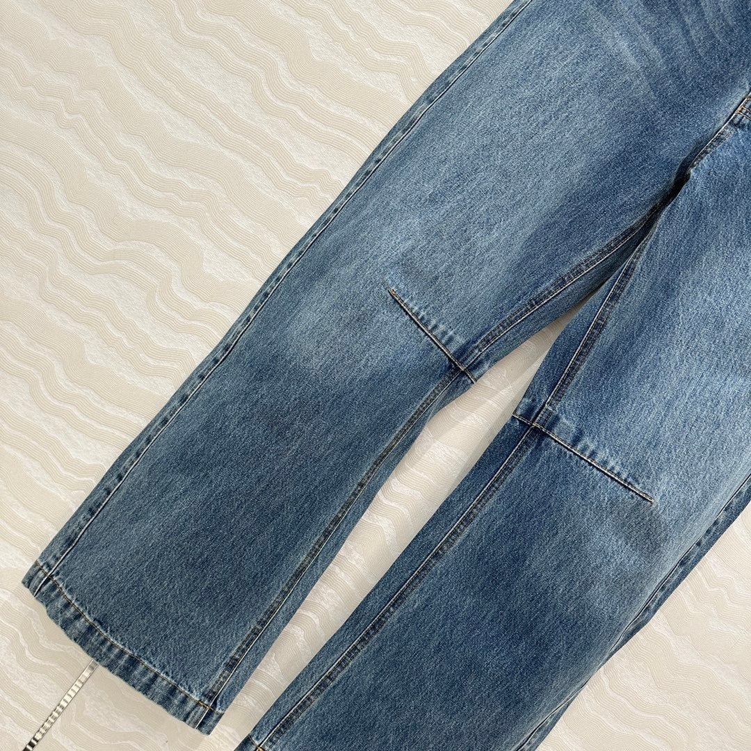 25 Vintage Washed Blue Denim Sickle Jeans