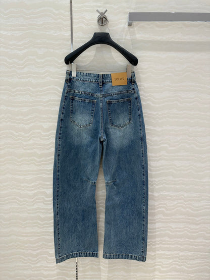 25 Vintage Washed Blue Denim Sickle Jeans