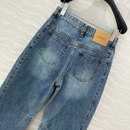 25 Vintage Washed Blue Denim Sickle Jeans