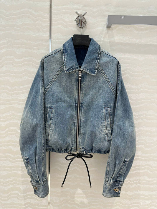 Vintage Washed Blue Denim Balloon Jacket Denim Jacket