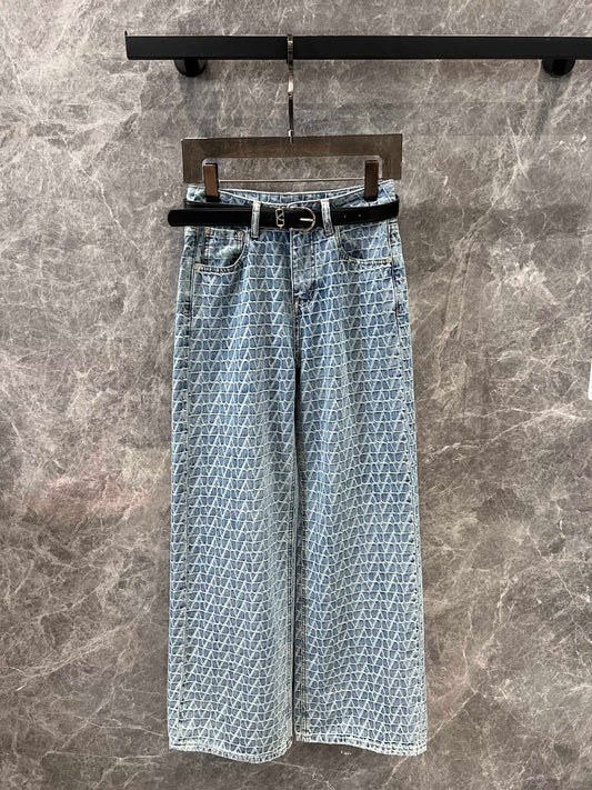 25 New Arrivals Heavy Letter Jacquard Denim Pants