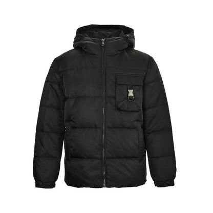 pocket lock hooded down jacket