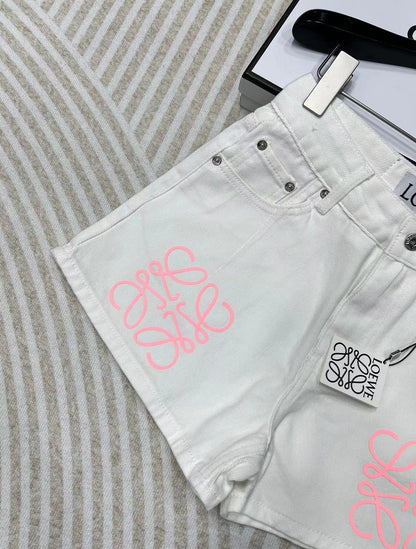 Pink Denim Logo Shorts