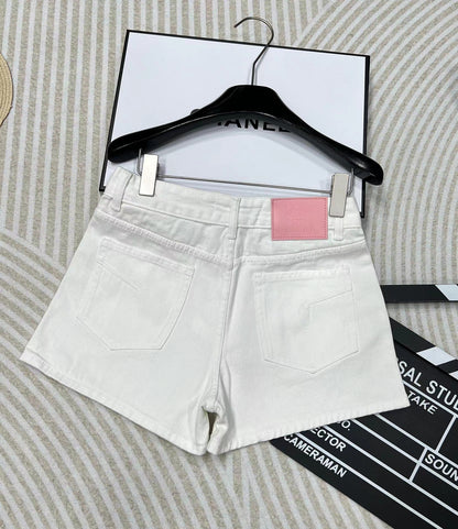 Pink Denim Logo Shorts