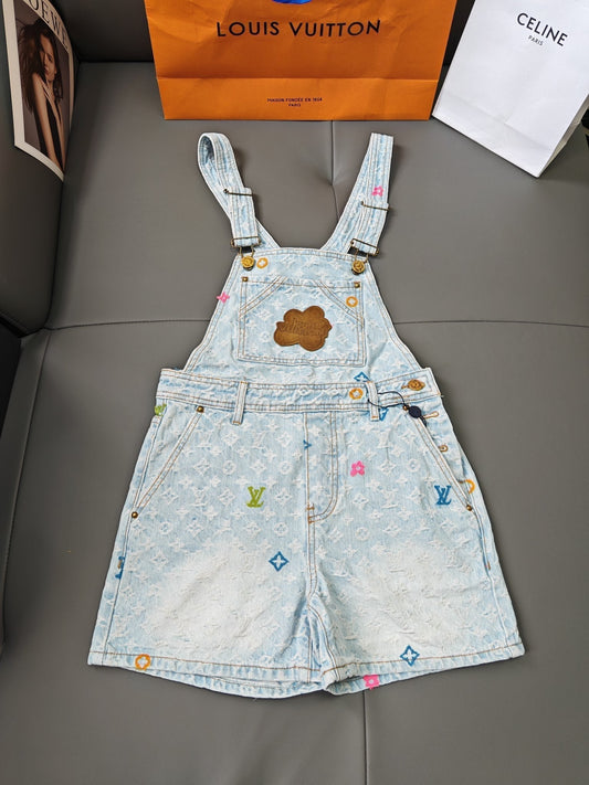 Candy series jacquard logo print overalls skirt