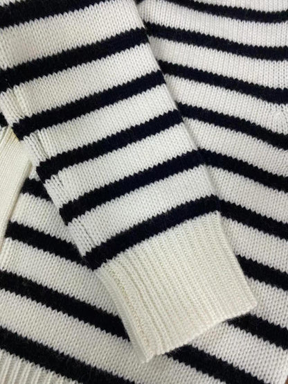 M color-block striped single-breasted casual cashmere sweater