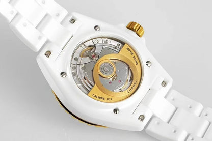 New White Ceramic Yellow 18K Gold Watch（12.1mechanical movement）