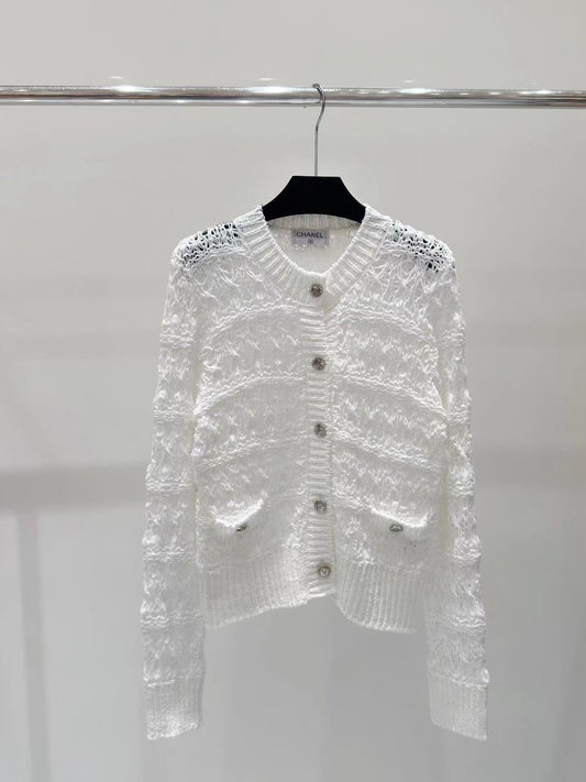 new hollow woven button knitted long sleeves