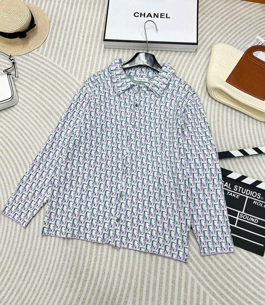 new style printed full print polo collar knitted long sleeves