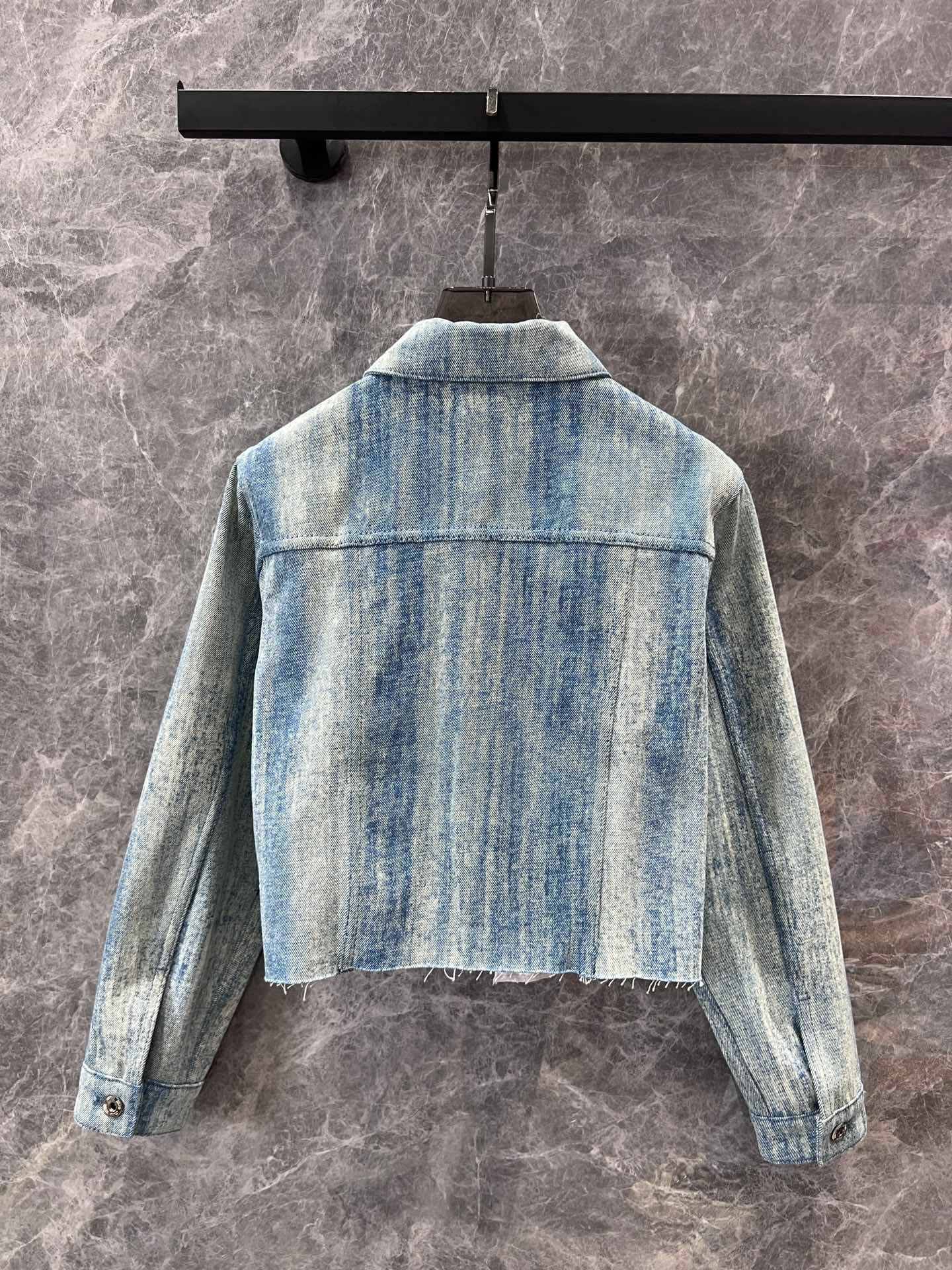 new logo striped tie-dye pocket canvas denim jacket