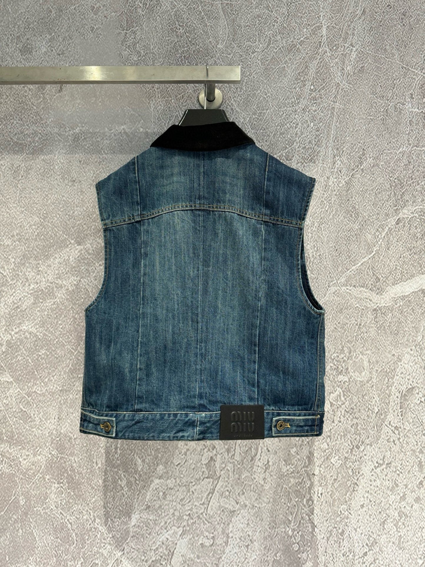 new denim vest velvet stitching lapel