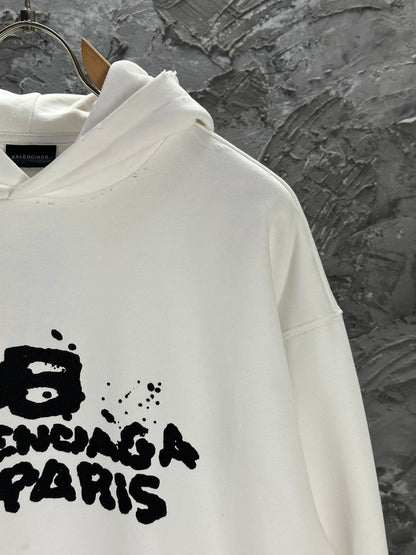 Hand drawn graffiti hooded sweatshirt