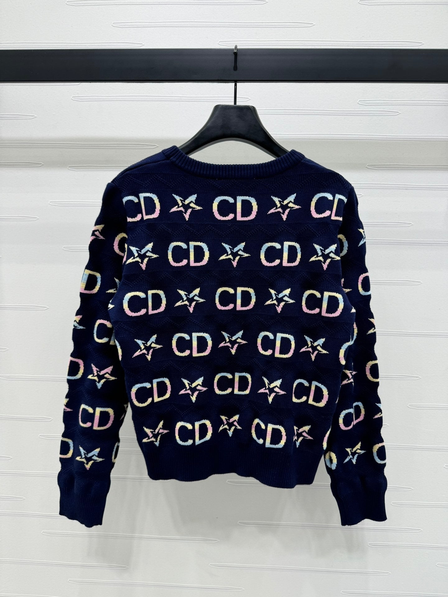 Colorful logo jacquard design five-pointed star knitted long sleeves