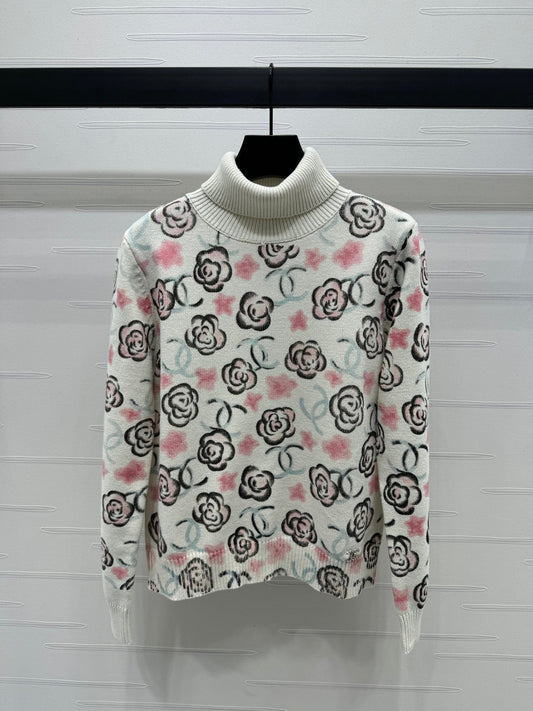 Floral Turtleneck Sweater