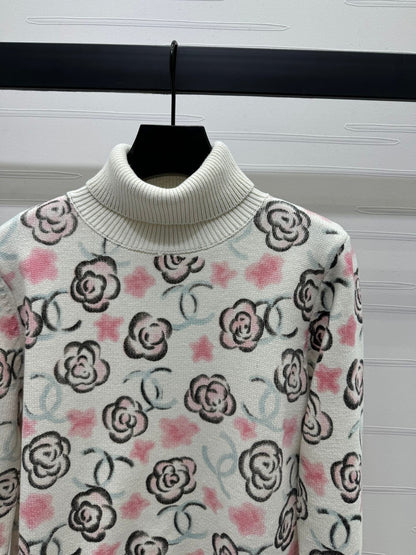 Floral Turtleneck Sweater