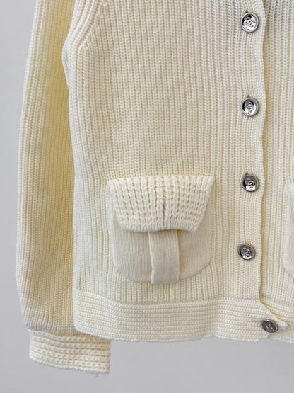 Lapel Pocket Knitted Jacket Sweater