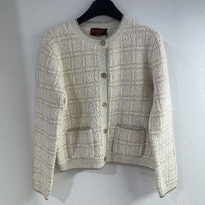 Money Pocket Buttoned Crew Neck Knit Cardigan