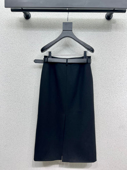 Cotton black long skirt