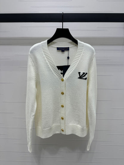 Contrast letter v-neck cardigan