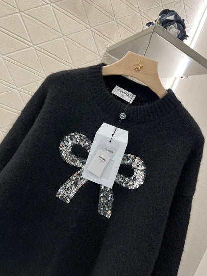 Bow Sequined Sweater