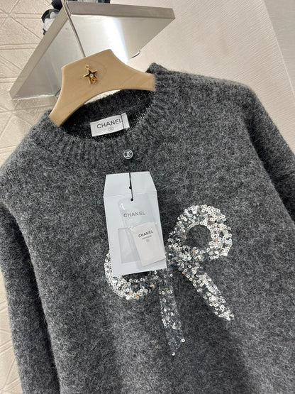 Bow Sequined Sweater