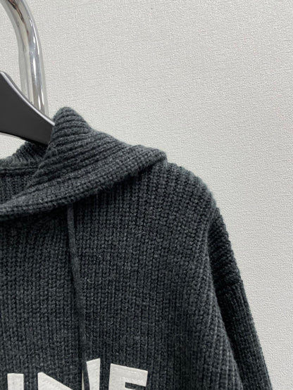 Knitted hooded sweater