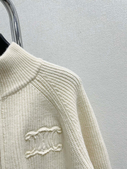 Simple zipper turtleneck sweater jacket