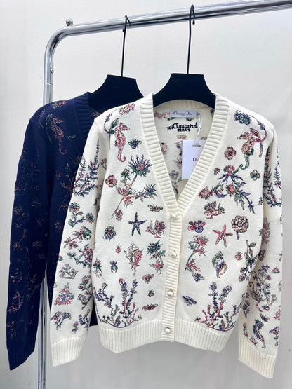 cardigan with embroidered floral elements