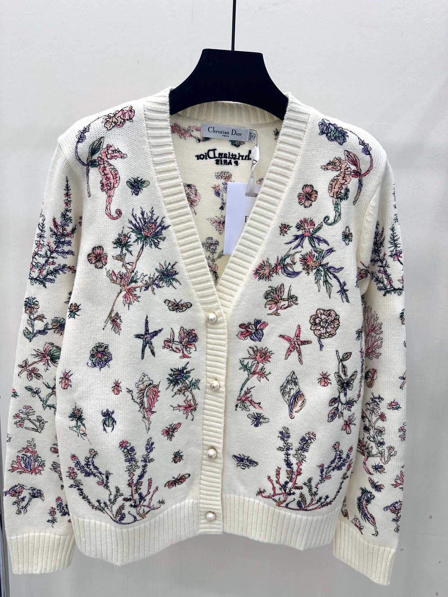 cardigan with embroidered floral elements