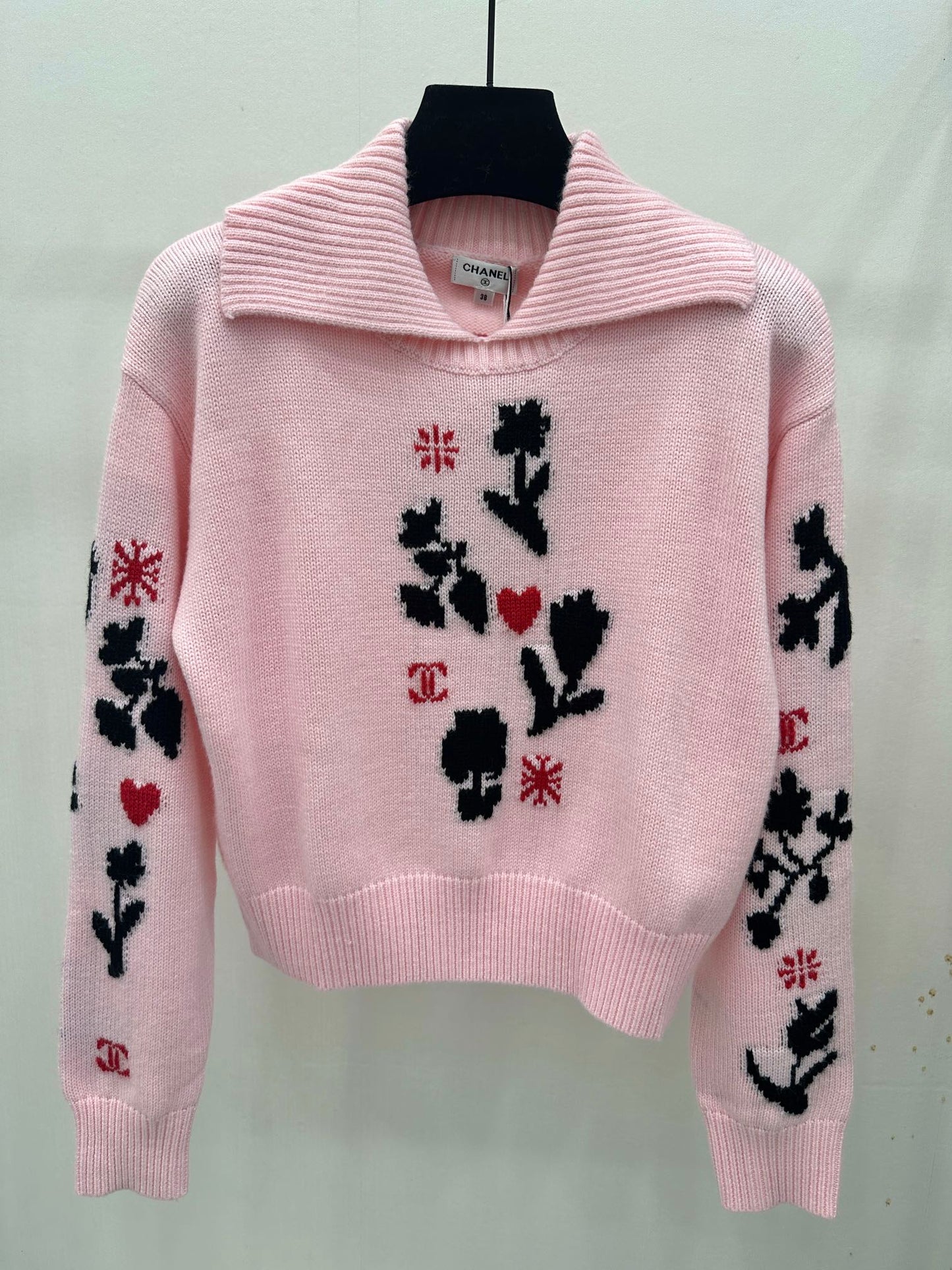 floral lapel sweater