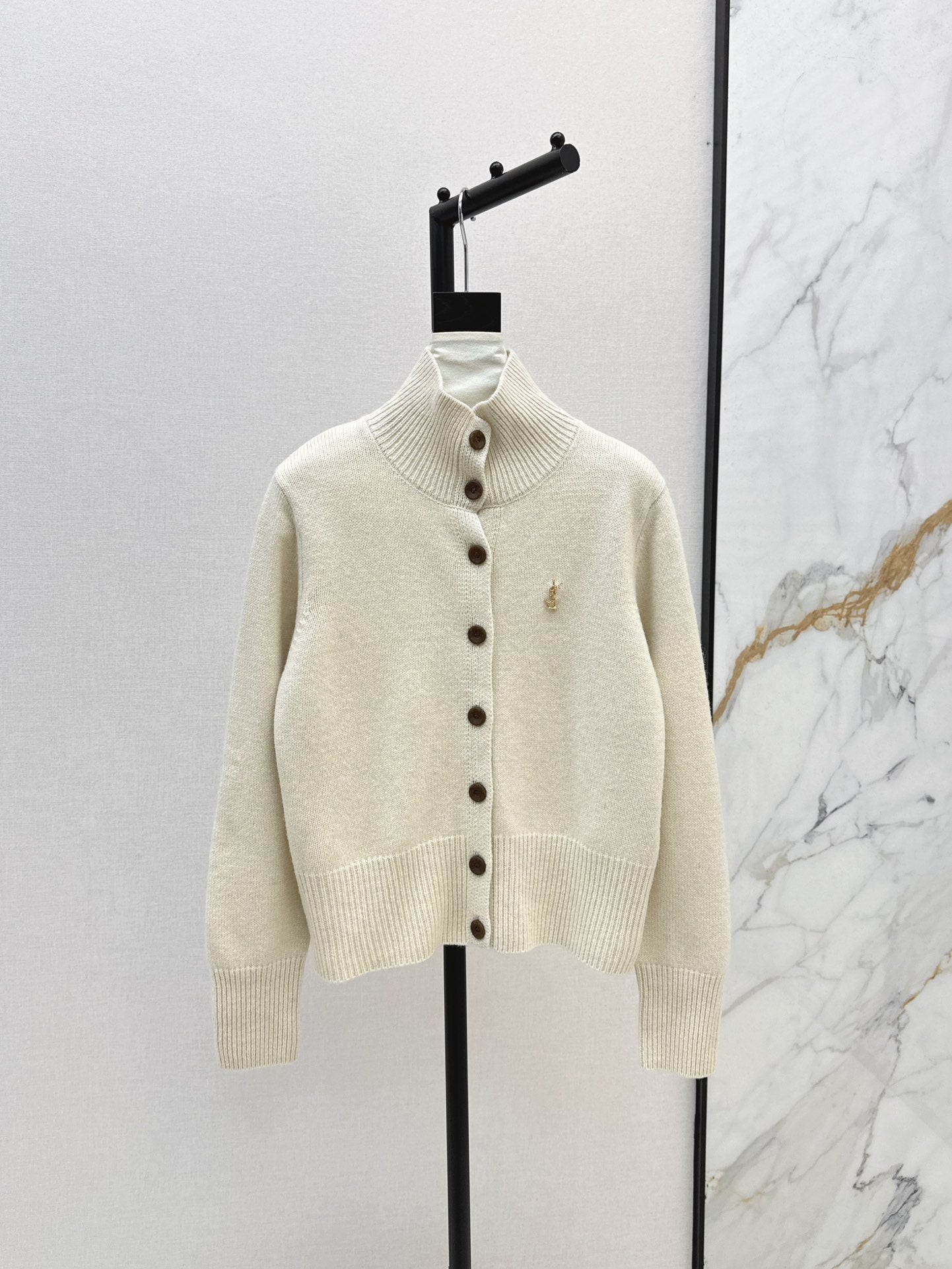 stand collar silhouette knitted cardigan