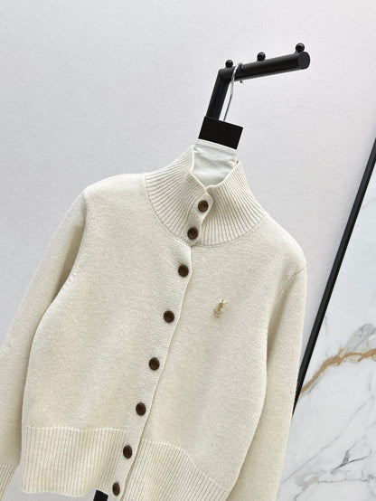 stand collar silhouette knitted cardigan