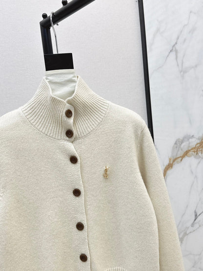 stand collar silhouette knitted cardigan