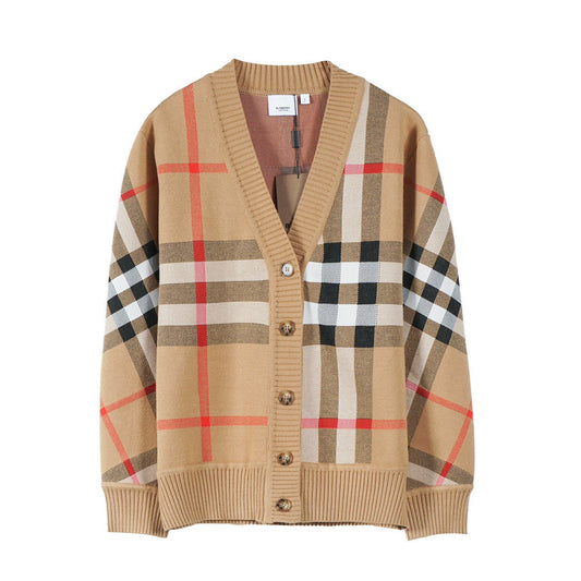 Classic Check Wool Jacquard Cardigan