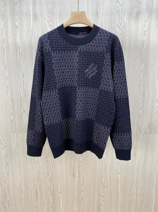 Mesh logo intarsia knitted sweater