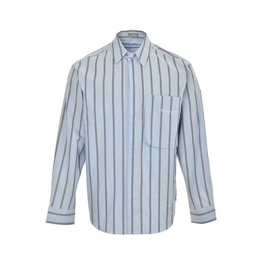 pocket embroidered striped shirt