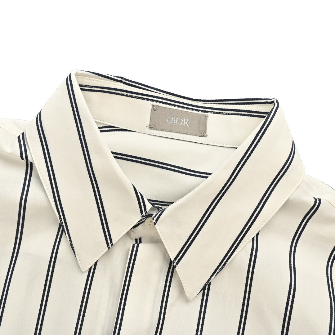 pocket embroidered striped shirt