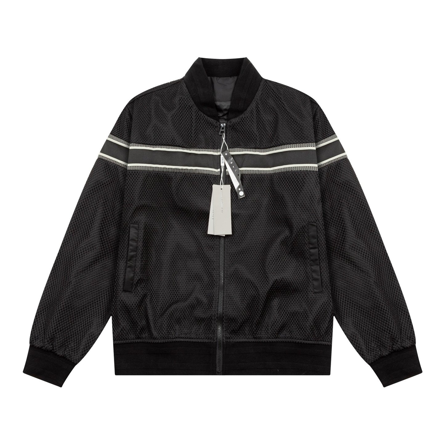 Mesh webbing bomber jacket