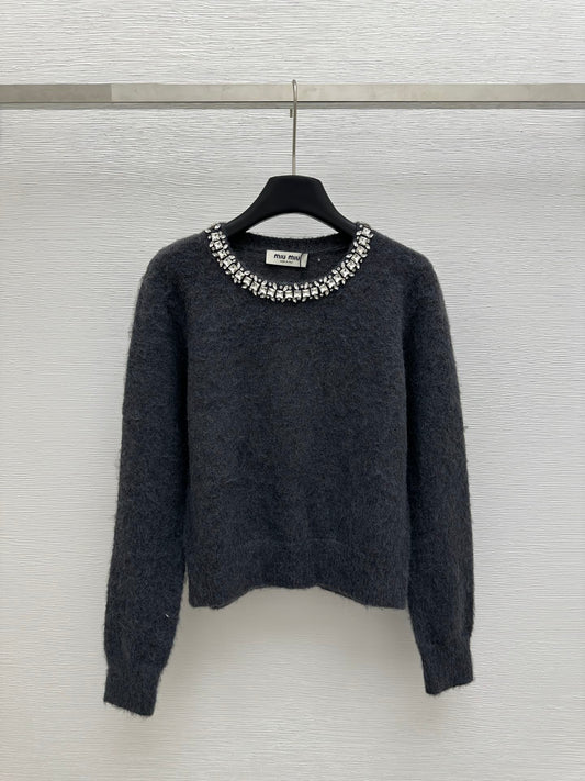 Crew Neck Beaded Sweater