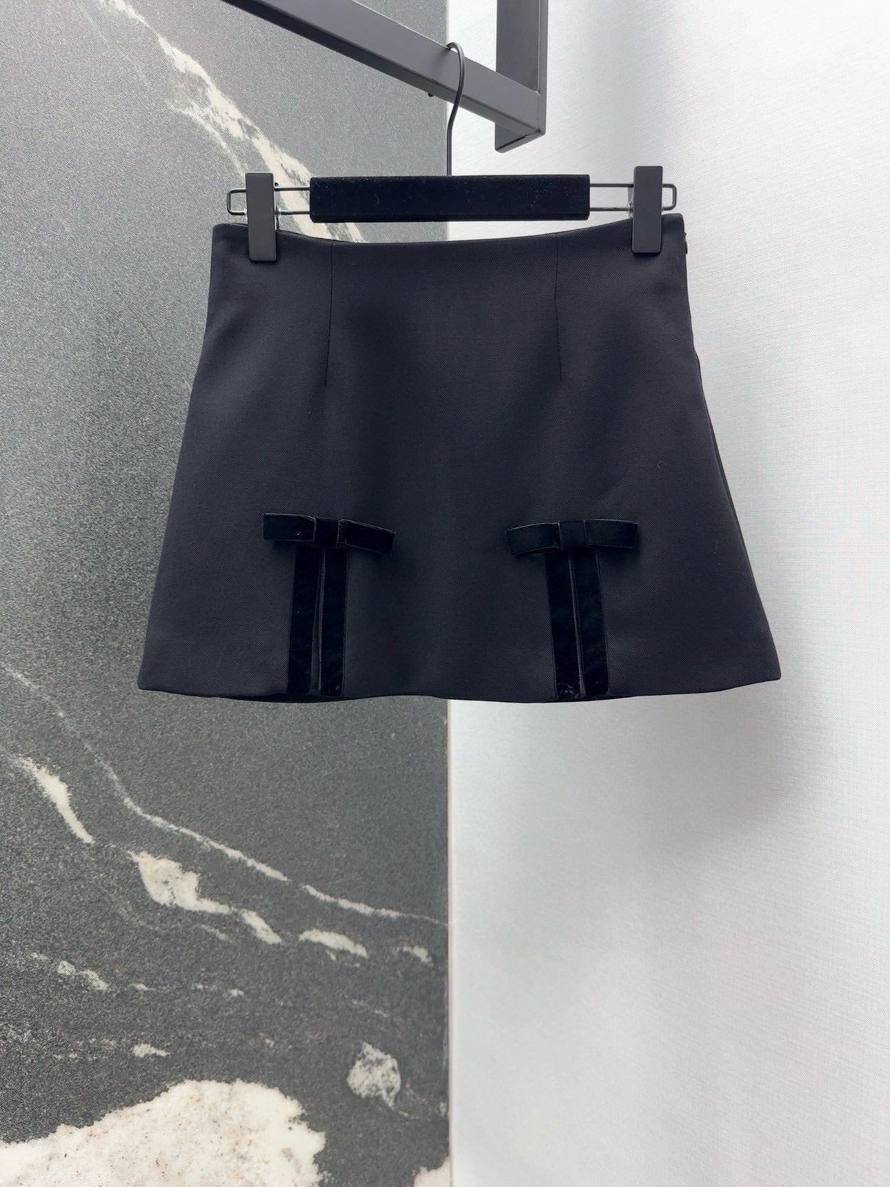 Grey velvet bow skirt