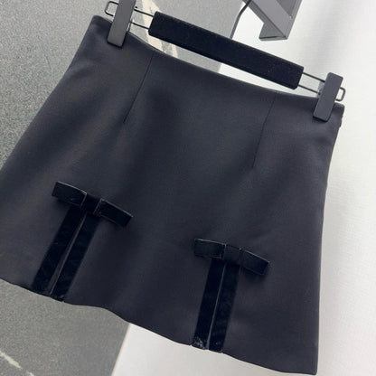 Grey velvet bow skirt