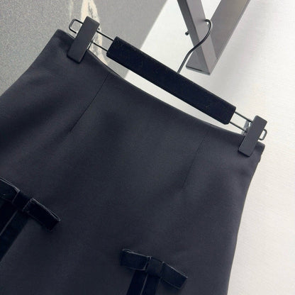 Grey velvet bow skirt